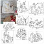 ADVENTSKALENDER 19. Türchen - Stickserie - Stern über Bethlehem Weihnachtskrippe Redwork
